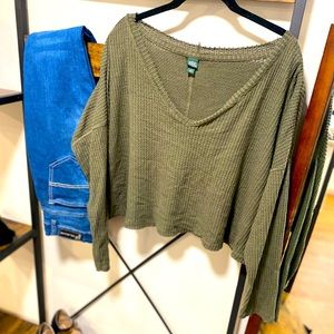 EUC Waffle Knit Cropped Sweater XL